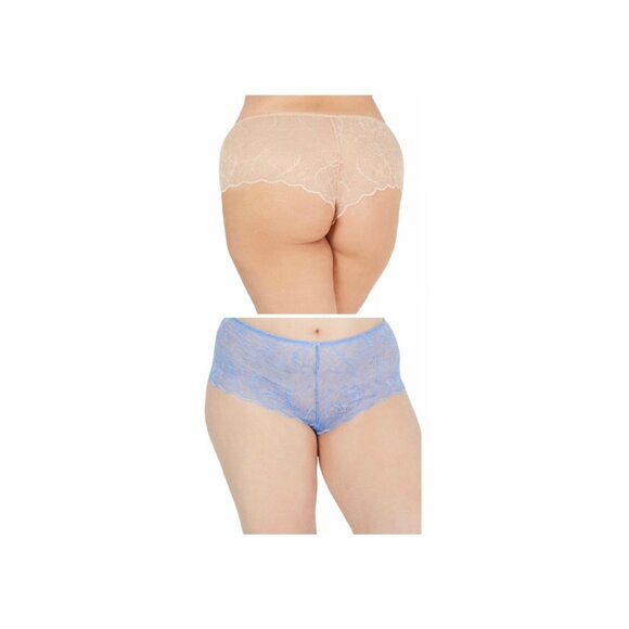 INC Intl Concepts Plus Size 1X Lace Boyshort Panties (2) Pair Frappe Blue ~ NWT - Picture 4 of 6